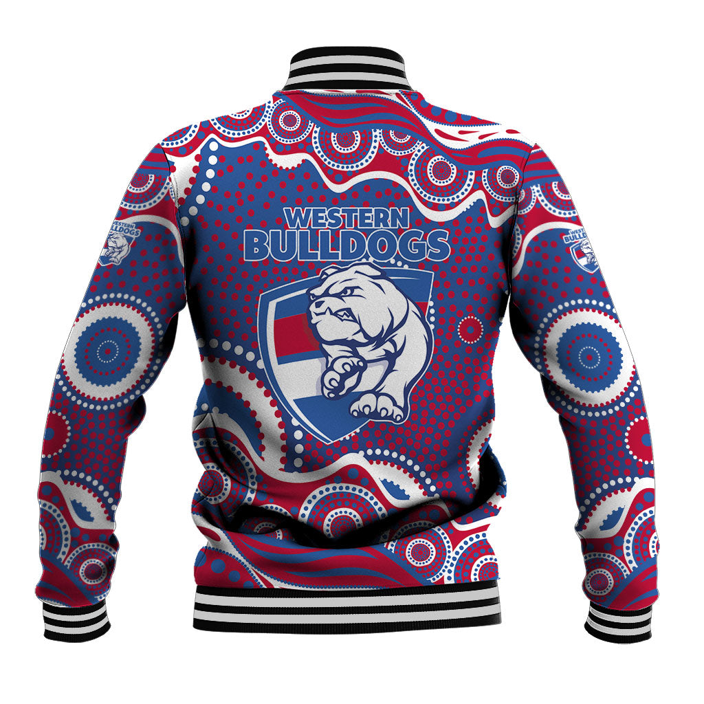 Western Bulldogs Baseball Jacket Aboriginal Dot Pattern - Football Mascot Heritage Pride