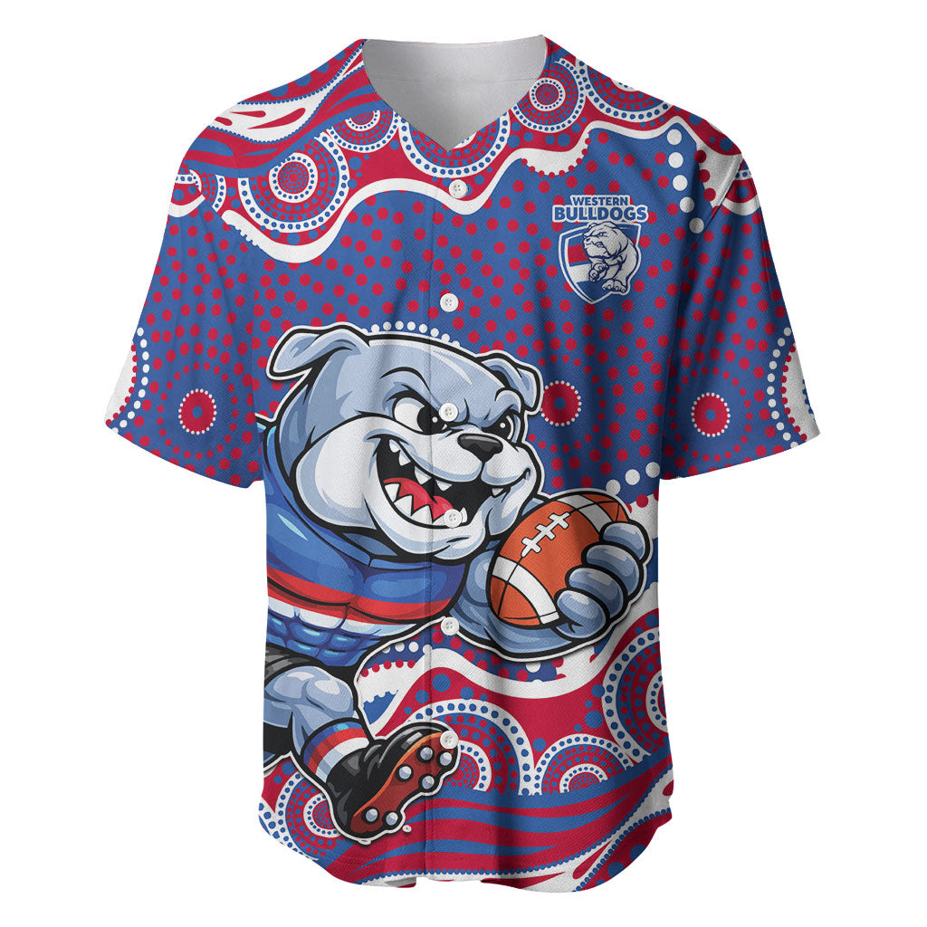 Western Bulldogs Baseball Jersey Aboriginal Dot Pattern - Football Mascot Heritage Pride
