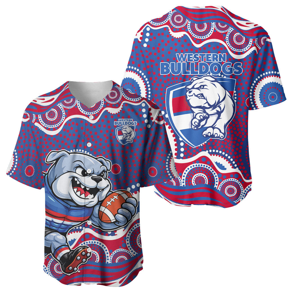 Western Bulldogs Baseball Jersey Aboriginal Dot Pattern - Football Mascot Heritage Pride