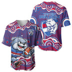 Western Bulldogs Baseball Jersey Aboriginal Dot Pattern - Football Mascot Heritage Pride