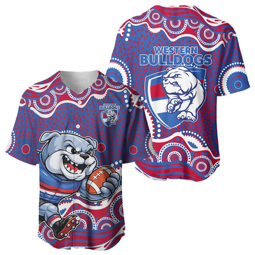 Western Bulldogs Baseball Jersey Aboriginal Dot Pattern - Football Mascot Heritage Pride