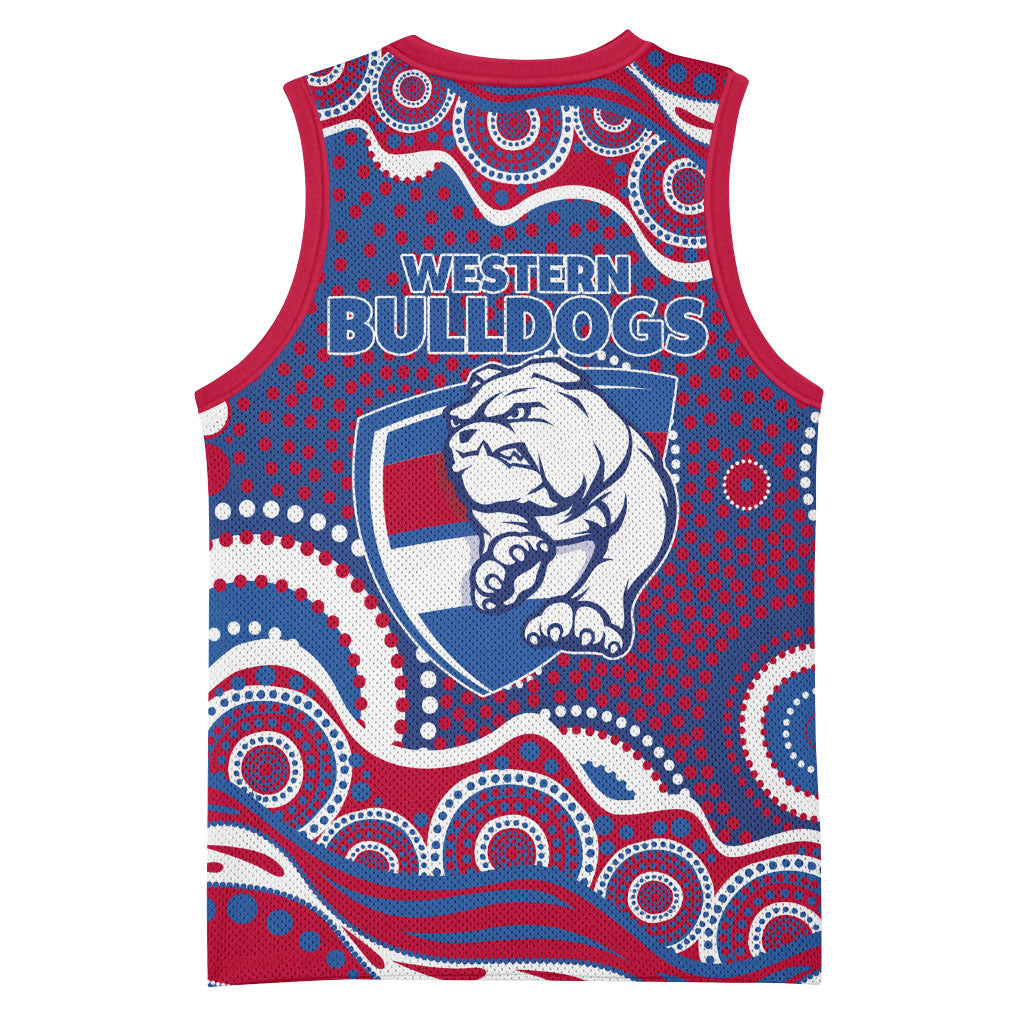 Western Bulldogs Basketball Jersey Aboriginal Dot Pattern - Football Mascot Heritage Pride