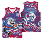 Western Bulldogs Basketball Jersey Aboriginal Dot Pattern - Football Mascot Heritage Pride