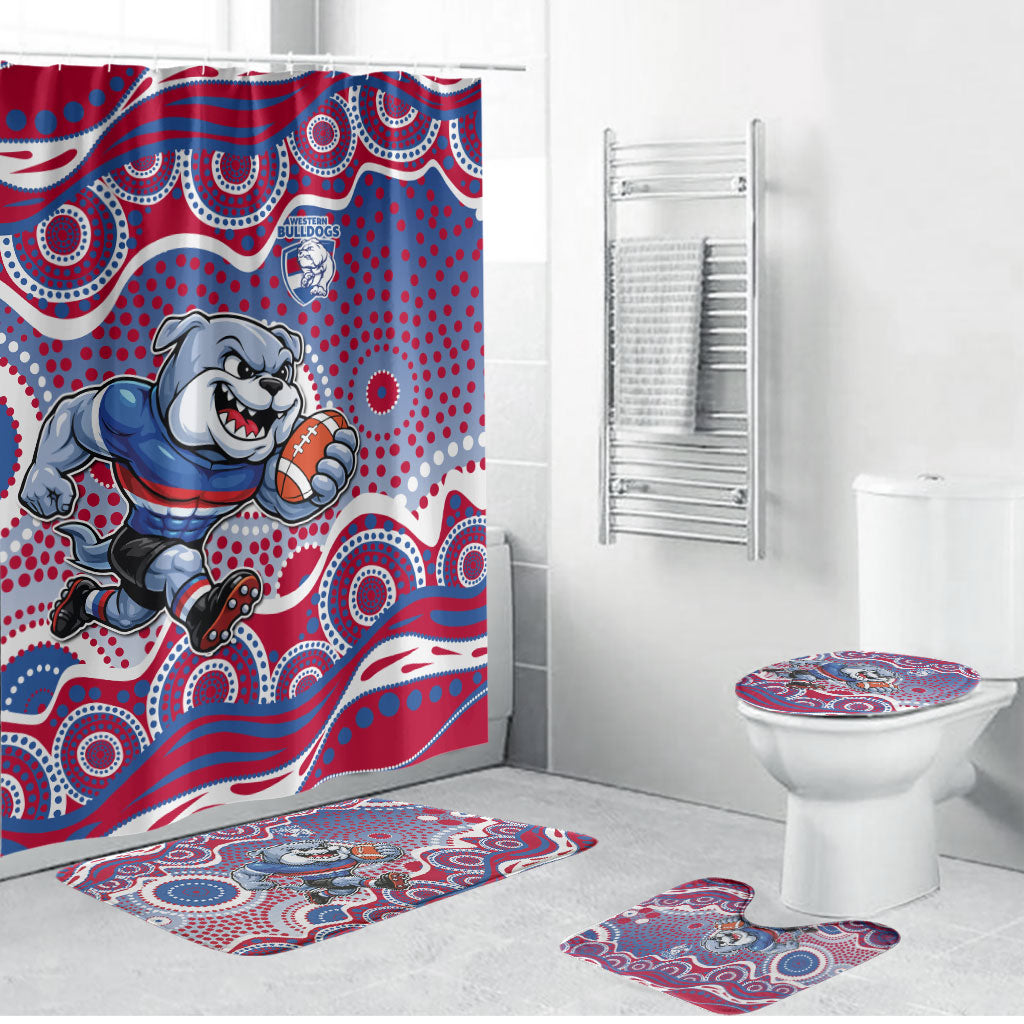 Western Bulldogs Bathroom Set Aboriginal Dot Pattern - Football Mascot Heritage Pride