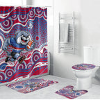 Western Bulldogs Bathroom Set Aboriginal Dot Pattern - Football Mascot Heritage Pride