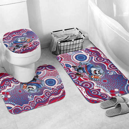 Western Bulldogs Bathroom Set Aboriginal Dot Pattern - Football Mascot Heritage Pride