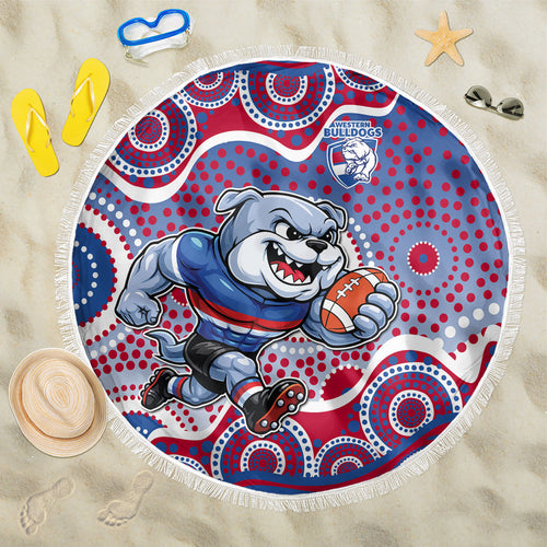 Western Bulldogs Beach Blanket Aboriginal Dot Pattern - Football Mascot Heritage Pride