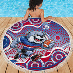 Western Bulldogs Beach Blanket Aboriginal Dot Pattern - Football Mascot Heritage Pride