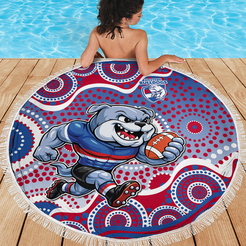 Western Bulldogs Beach Blanket Aboriginal Dot Pattern - Football Mascot Heritage Pride