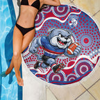 Western Bulldogs Beach Blanket Aboriginal Dot Pattern - Football Mascot Heritage Pride