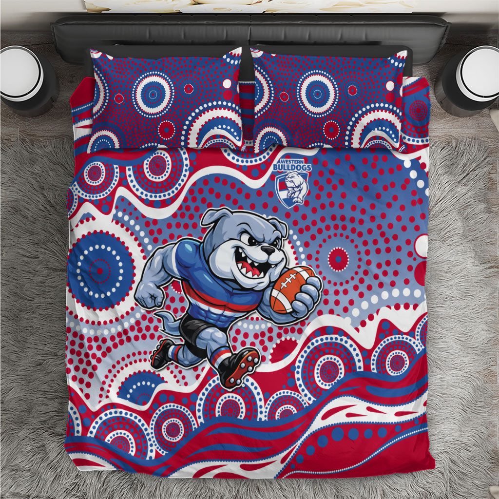 Western Bulldogs Bedding Set Aboriginal Dot Pattern - Football Mascot Heritage Pride