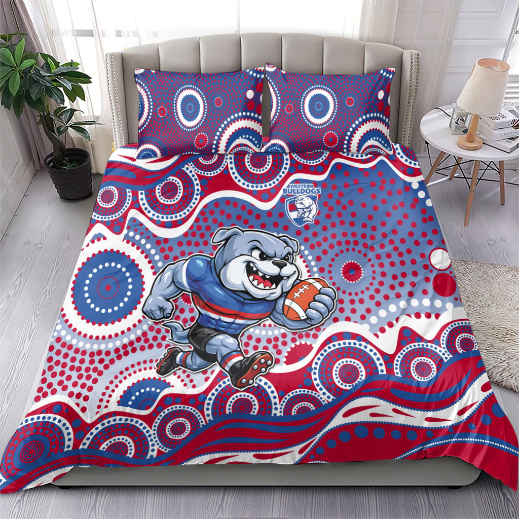 Western Bulldogs Bedding Set Aboriginal Dot Pattern - Football Mascot Heritage Pride