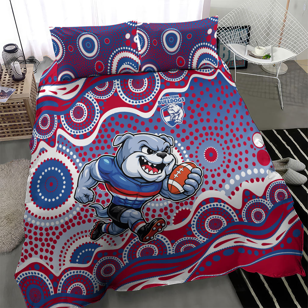 Western Bulldogs Bedding Set Aboriginal Dot Pattern - Football Mascot Heritage Pride