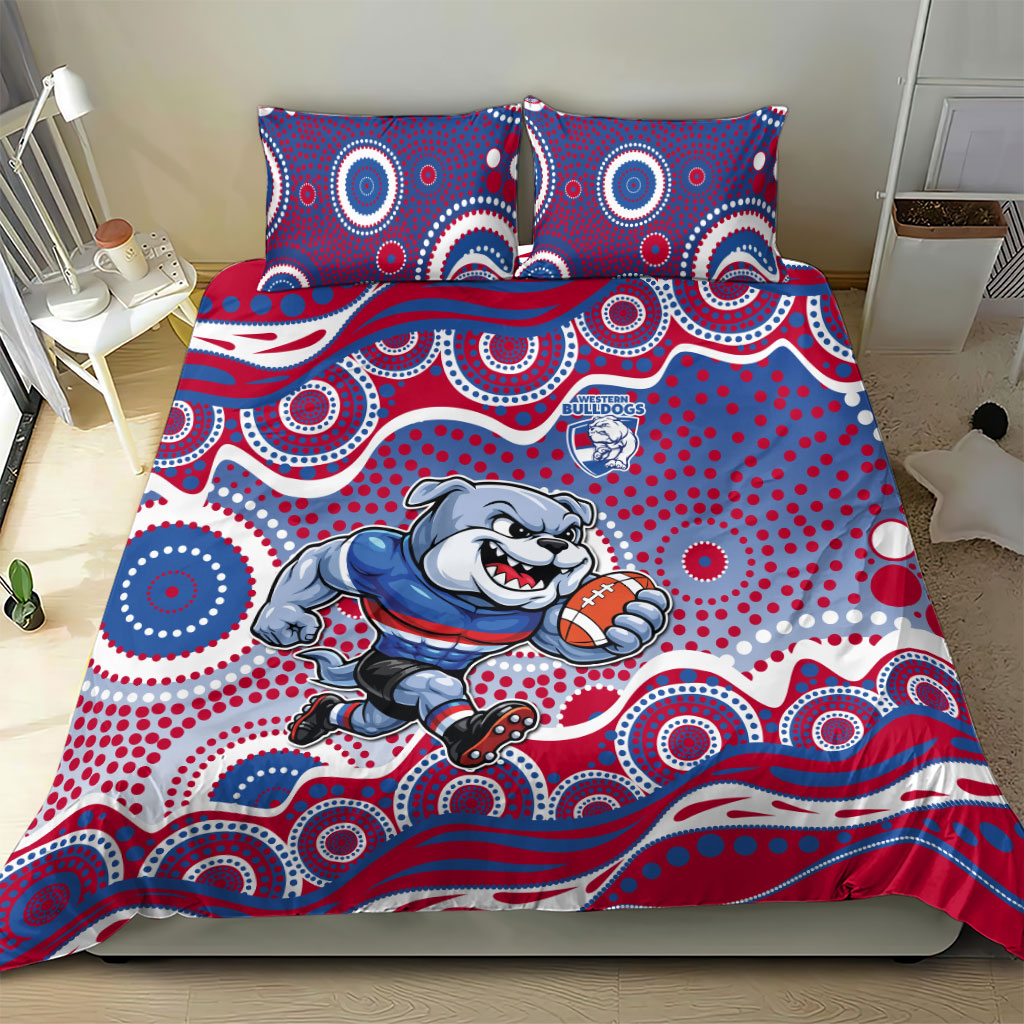 Western Bulldogs Bedding Set Aboriginal Dot Pattern - Football Mascot Heritage Pride