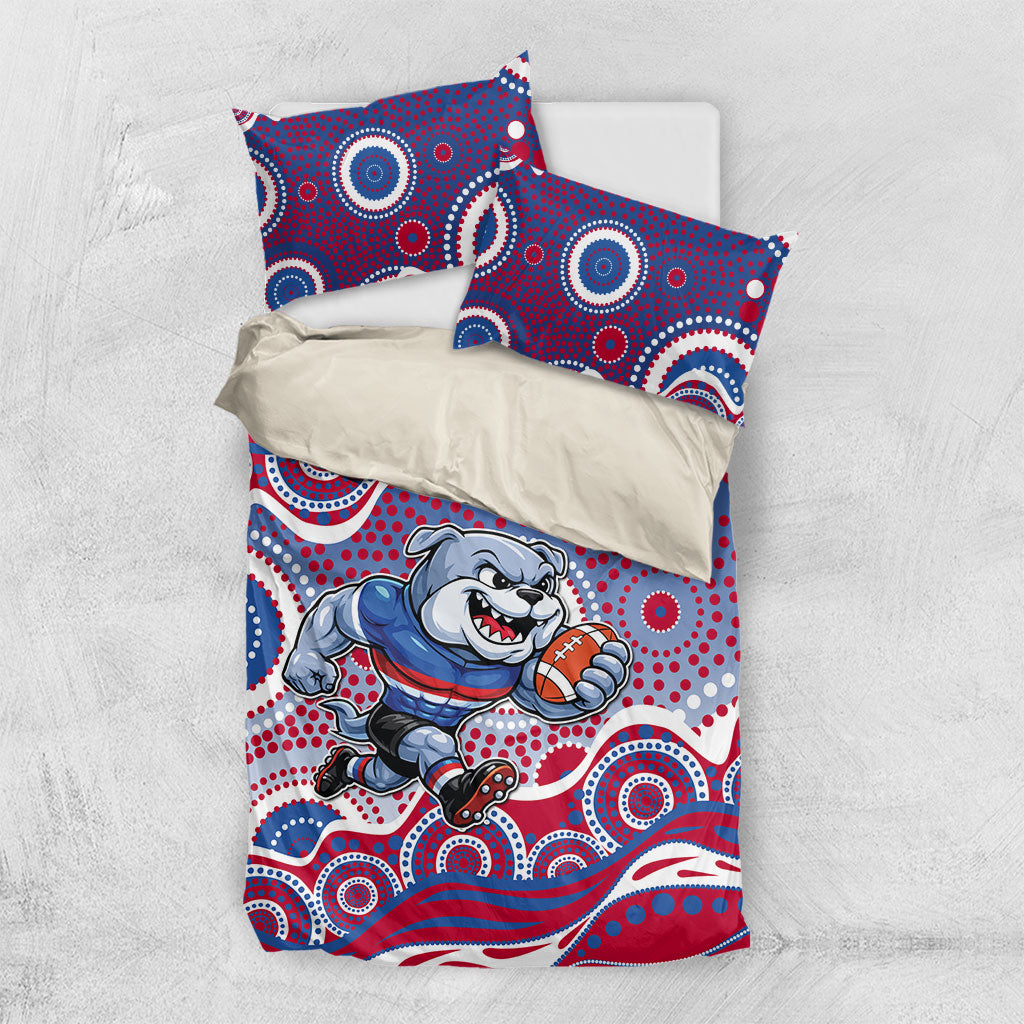 Western Bulldogs Bedding Set Aboriginal Dot Pattern - Football Mascot Heritage Pride
