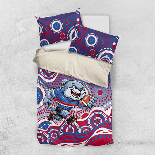Western Bulldogs Bedding Set Aboriginal Dot Pattern - Football Mascot Heritage Pride