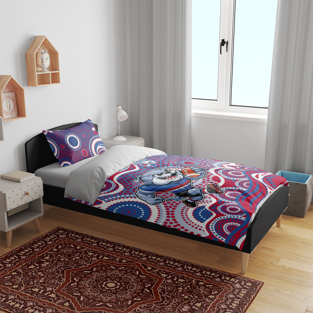 Western Bulldogs Bedding Set Aboriginal Dot Pattern - Football Mascot Heritage Pride