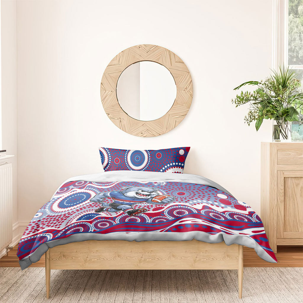 Western Bulldogs Bedding Set Aboriginal Dot Pattern - Football Mascot Heritage Pride