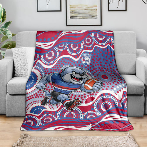 Western Bulldogs Blanket Aboriginal Dot Pattern - Football Mascot Heritage Pride