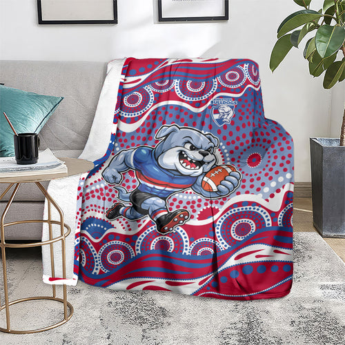 Western Bulldogs Blanket Aboriginal Dot Pattern - Football Mascot Heritage Pride