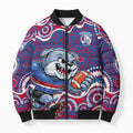 Western Bulldogs Bomber Puffer Jacket Aboriginal Dot Pattern - Football Mascot Heritage Pride