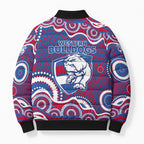 Western Bulldogs Bomber Puffer Jacket Aboriginal Dot Pattern - Football Mascot Heritage Pride