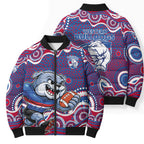 Western Bulldogs Bomber Puffer Jacket Aboriginal Dot Pattern - Football Mascot Heritage Pride