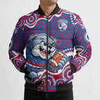 Western Bulldogs Bomber Puffer Jacket Aboriginal Dot Pattern - Football Mascot Heritage Pride