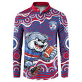Western Bulldogs Button Sweatshirt Aboriginal Dot Pattern - Football Mascot Heritage Pride