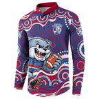 Western Bulldogs Button Sweatshirt Aboriginal Dot Pattern - Football Mascot Heritage Pride