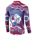 Western Bulldogs Button Sweatshirt Aboriginal Dot Pattern - Football Mascot Heritage Pride