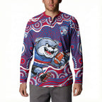Western Bulldogs Button Sweatshirt Aboriginal Dot Pattern - Football Mascot Heritage Pride