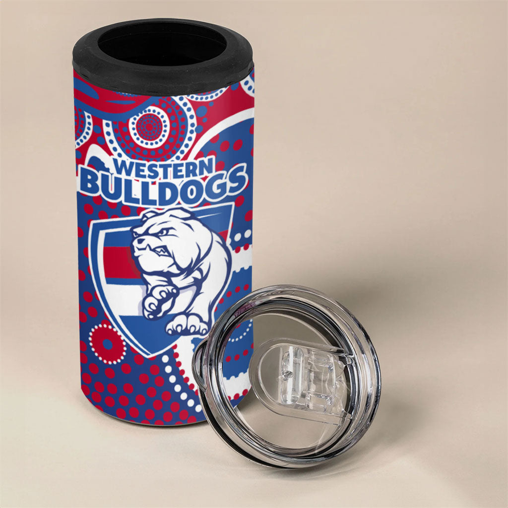 Western Bulldogs 4 in 1 Can Cooler Tumbler Aboriginal Dot Pattern - Football Mascot Heritage Pride