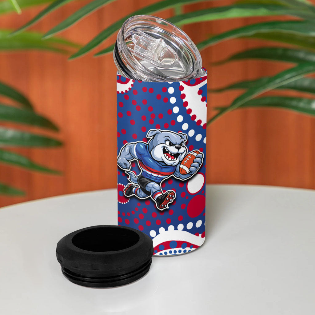 Western Bulldogs 4 in 1 Can Cooler Tumbler Aboriginal Dot Pattern - Football Mascot Heritage Pride