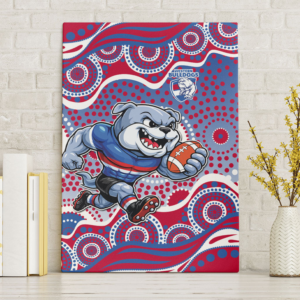 Western Bulldogs Canvas Wall Art Aboriginal Dot Pattern - Football Mascot Heritage Pride