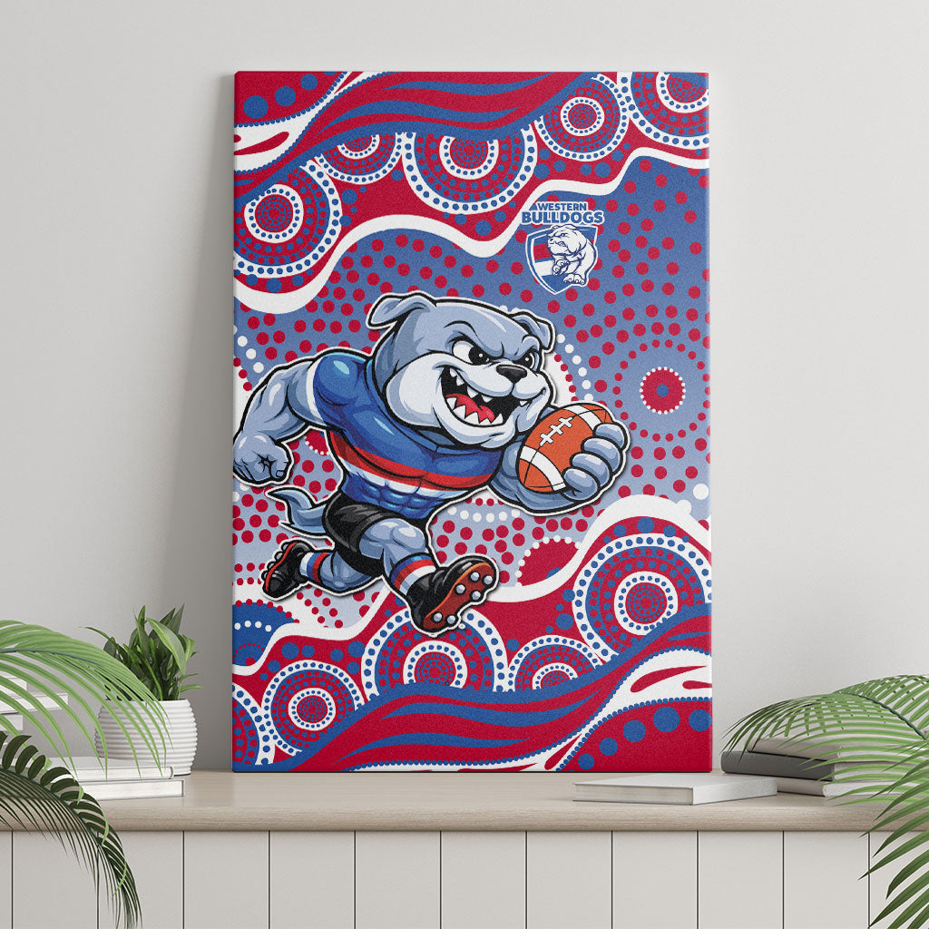 Western Bulldogs Canvas Wall Art Aboriginal Dot Pattern - Football Mascot Heritage Pride