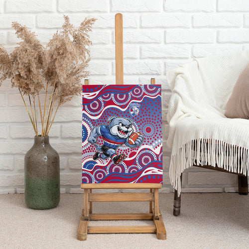 Western Bulldogs Canvas Wall Art Aboriginal Dot Pattern - Football Mascot Heritage Pride