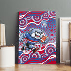 Western Bulldogs Canvas Wall Art Aboriginal Dot Pattern - Football Mascot Heritage Pride