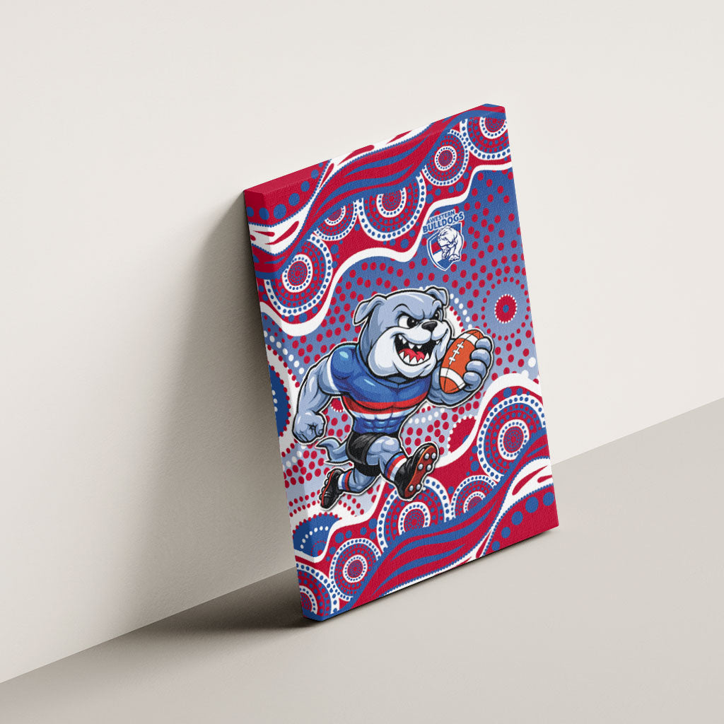 Western Bulldogs Canvas Wall Art Aboriginal Dot Pattern - Football Mascot Heritage Pride