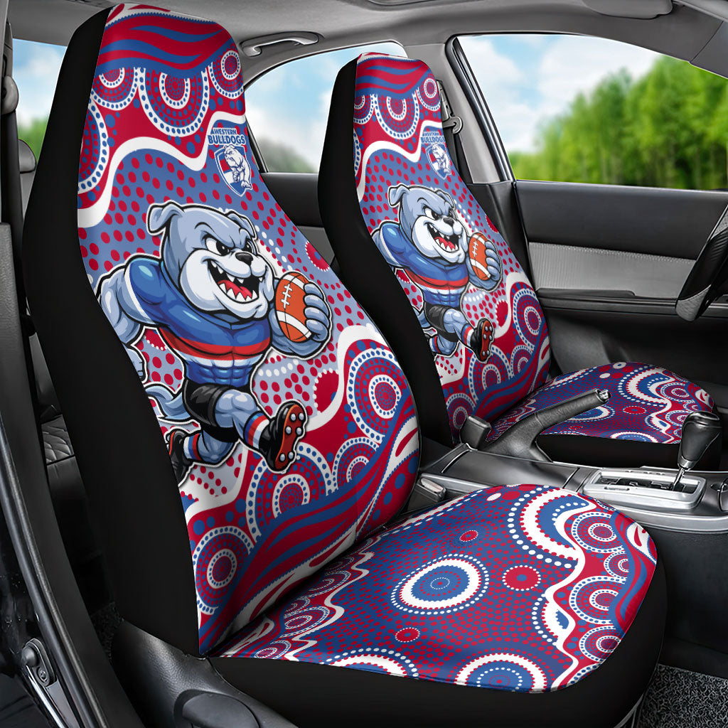 Western Bulldogs Car Seat Cover Aboriginal Dot Pattern - Football Mascot Heritage Pride