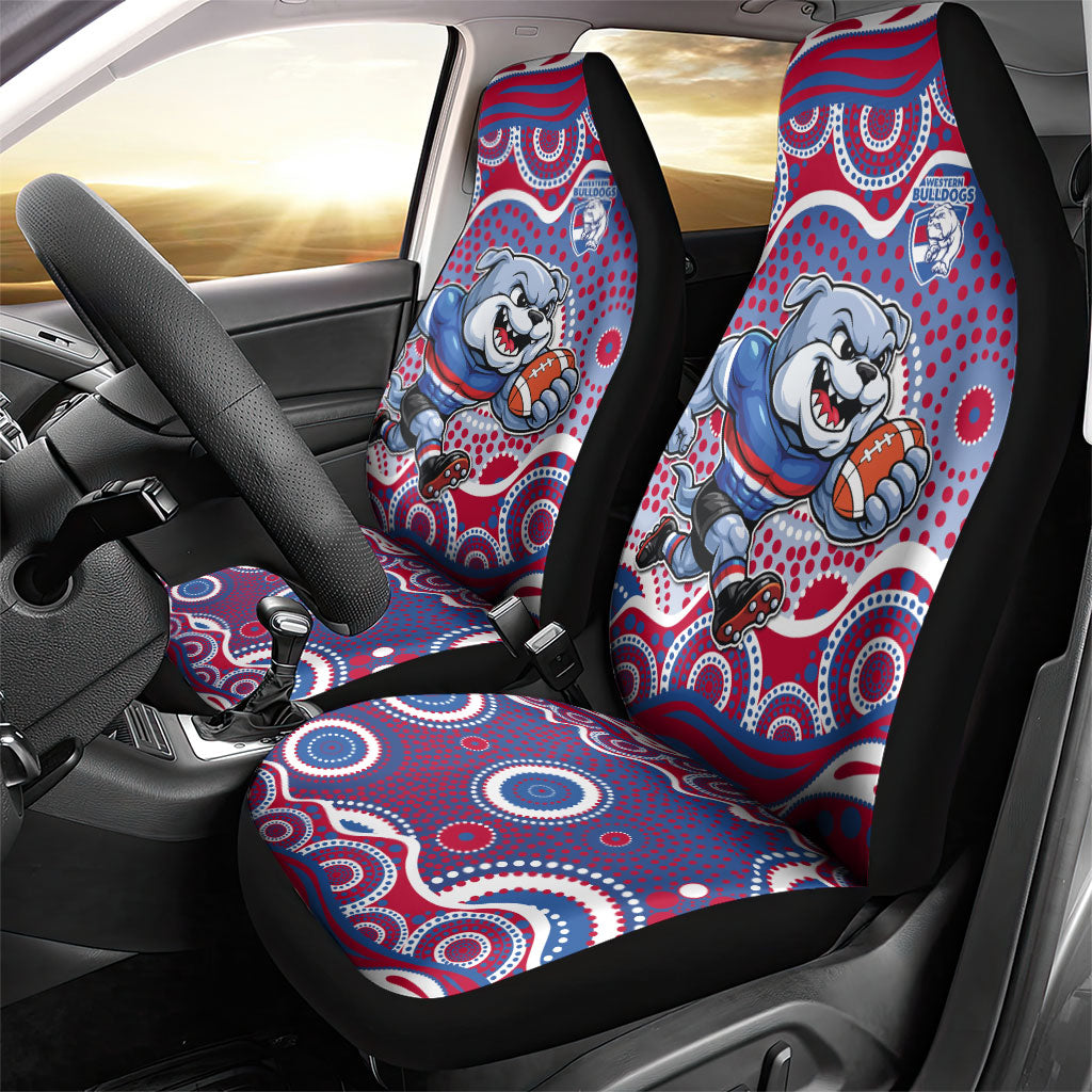 Western Bulldogs Car Seat Cover Aboriginal Dot Pattern - Football Mascot Heritage Pride