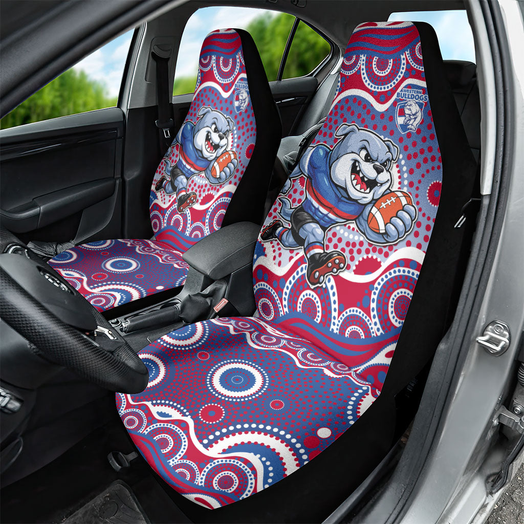 Western Bulldogs Car Seat Cover Aboriginal Dot Pattern - Football Mascot Heritage Pride