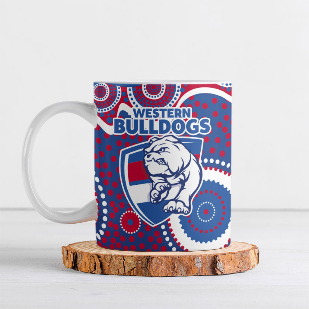 Western Bulldogs Ceramic Mug Aboriginal Dot Pattern - Football Mascot Heritage Pride