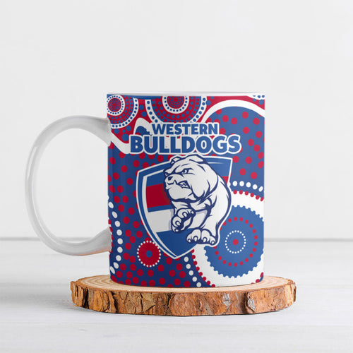 Western Bulldogs Ceramic Mug Aboriginal Dot Pattern - Football Mascot Heritage Pride