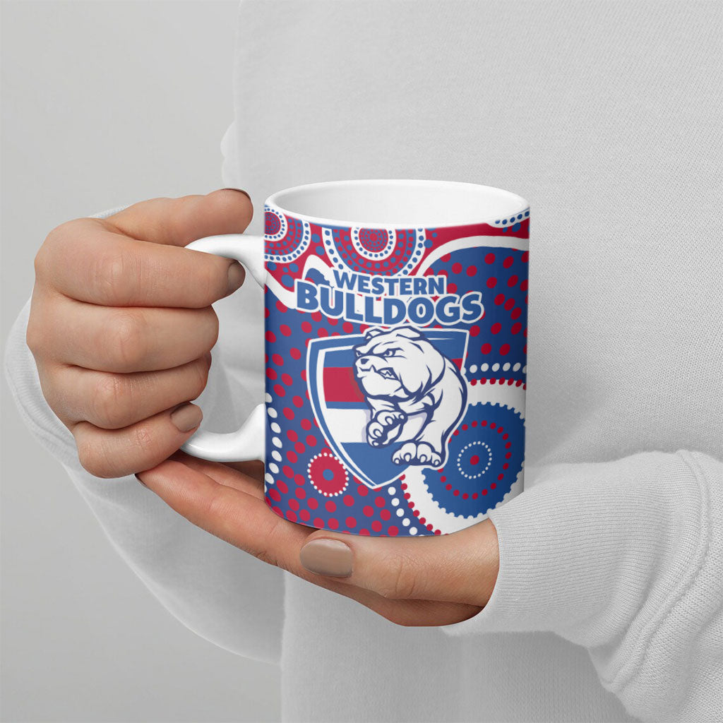 Western Bulldogs Ceramic Mug Aboriginal Dot Pattern - Football Mascot Heritage Pride