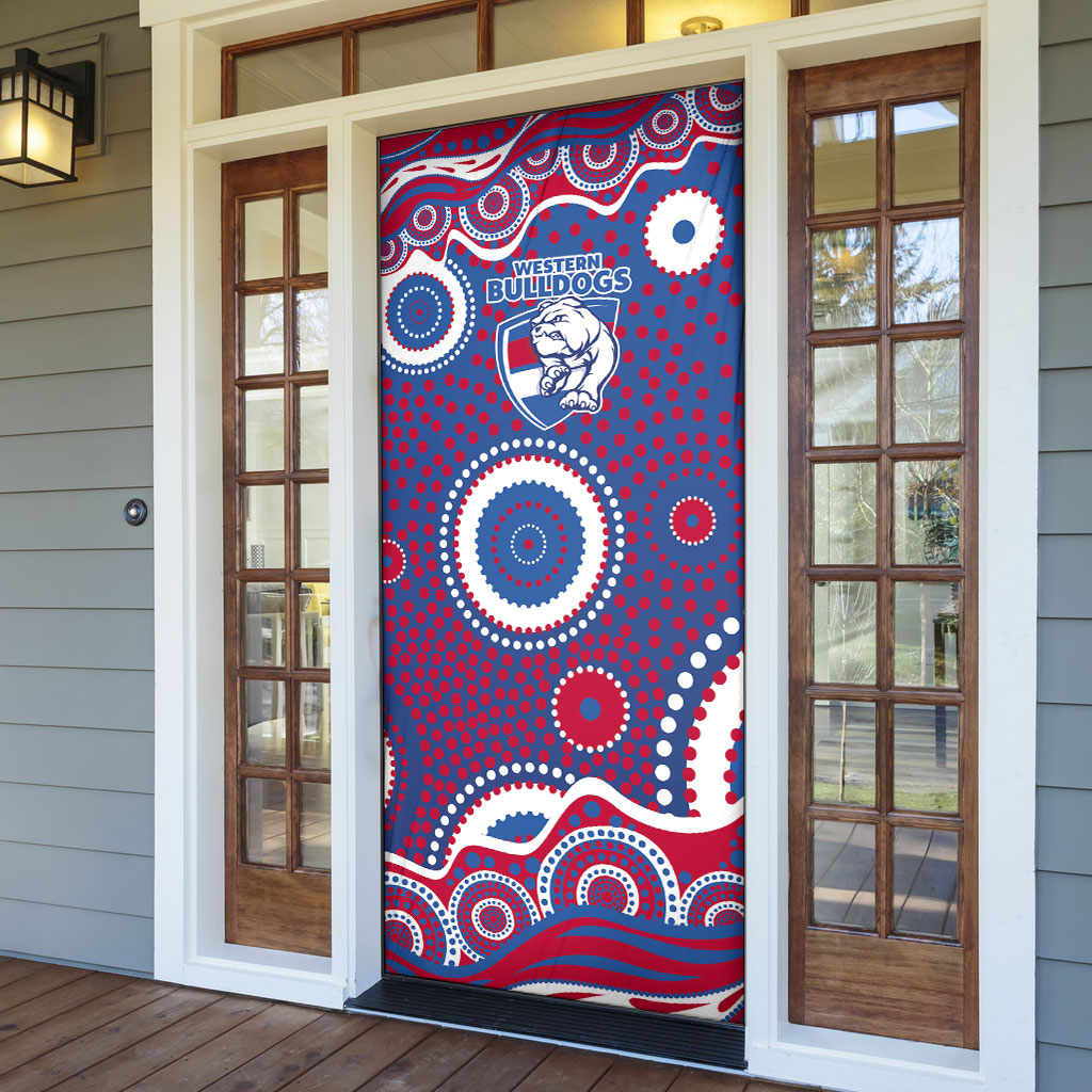 Western Bulldogs Door Cover Aboriginal Dot Pattern - Football Mascot Heritage Pride