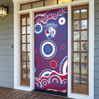 Western Bulldogs Door Cover Aboriginal Dot Pattern - Football Mascot Heritage Pride