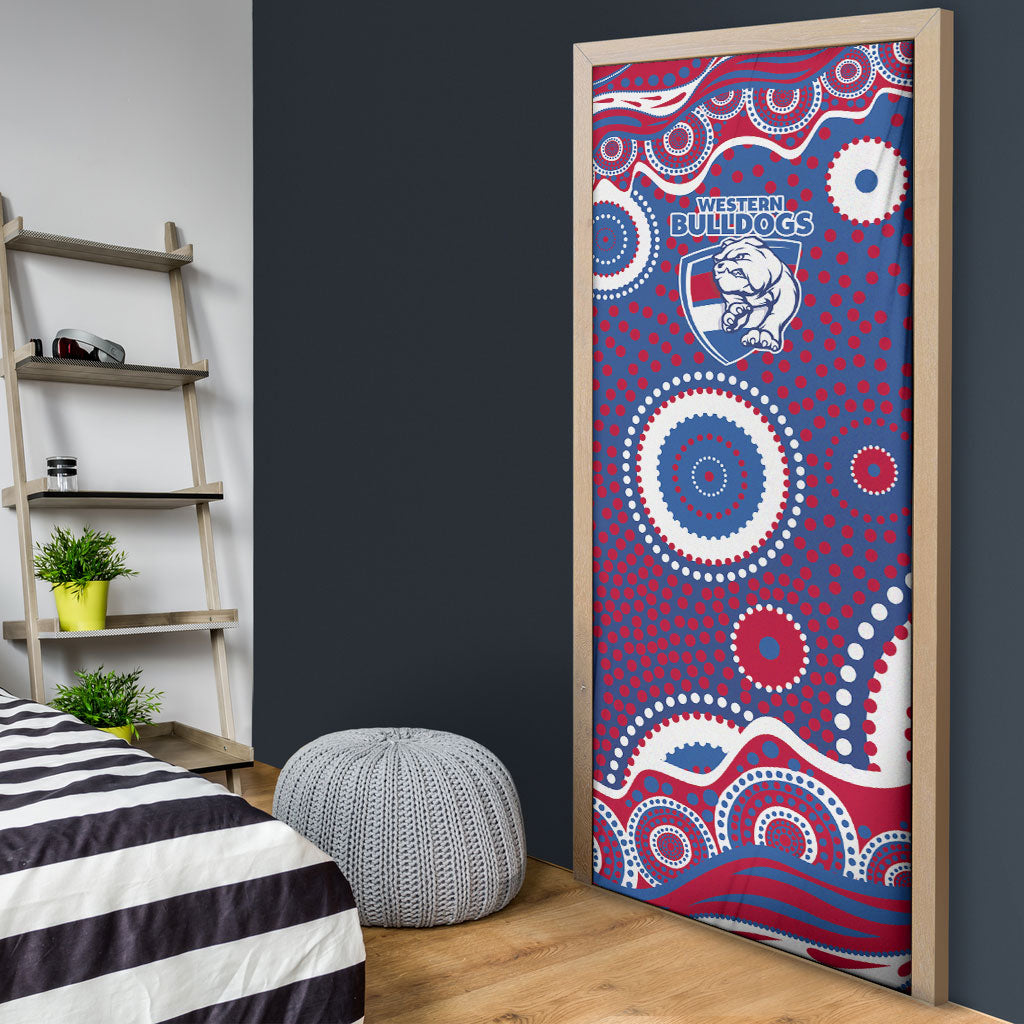Western Bulldogs Door Cover Aboriginal Dot Pattern - Football Mascot Heritage Pride