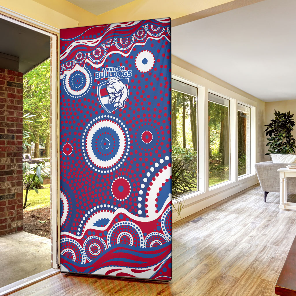 Western Bulldogs Door Cover Aboriginal Dot Pattern - Football Mascot Heritage Pride