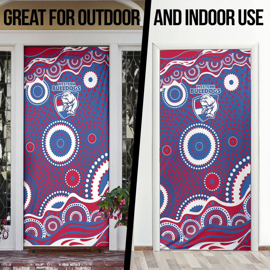 Western Bulldogs Door Cover Aboriginal Dot Pattern - Football Mascot Heritage Pride